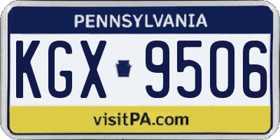 PA license plate KGX9506
