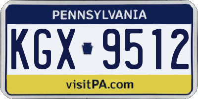 PA license plate KGX9512