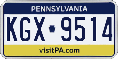 PA license plate KGX9514