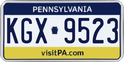 PA license plate KGX9523