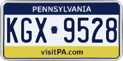 PA license plate KGX9528