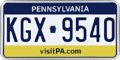 PA license plate KGX9540