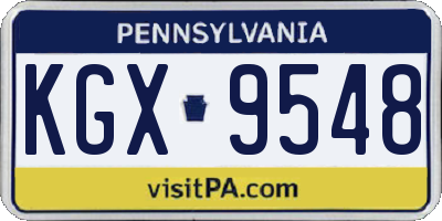 PA license plate KGX9548