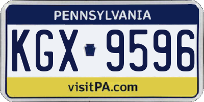PA license plate KGX9596