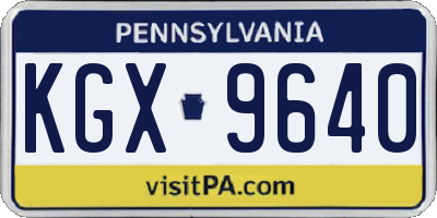 PA license plate KGX9640