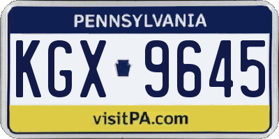 PA license plate KGX9645
