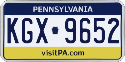 PA license plate KGX9652