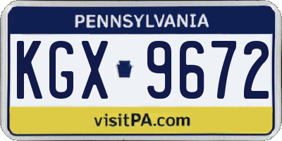 PA license plate KGX9672