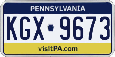 PA license plate KGX9673