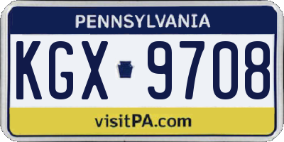 PA license plate KGX9708