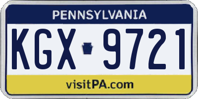 PA license plate KGX9721