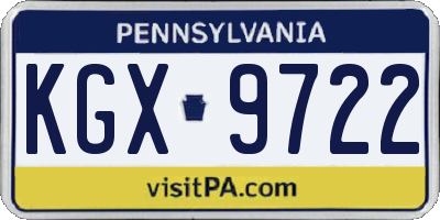 PA license plate KGX9722