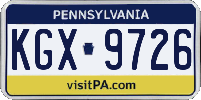 PA license plate KGX9726