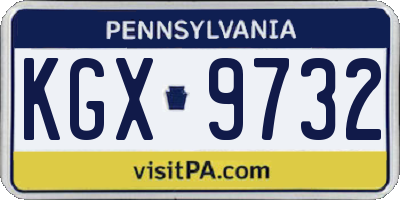 PA license plate KGX9732