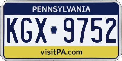 PA license plate KGX9752