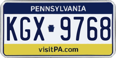 PA license plate KGX9768