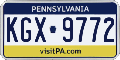 PA license plate KGX9772