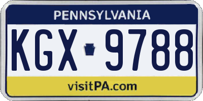 PA license plate KGX9788