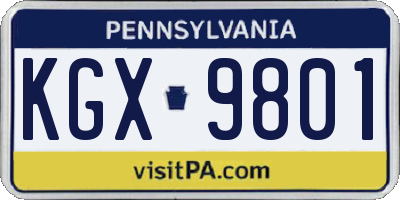 PA license plate KGX9801