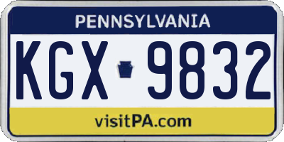 PA license plate KGX9832