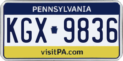 PA license plate KGX9836