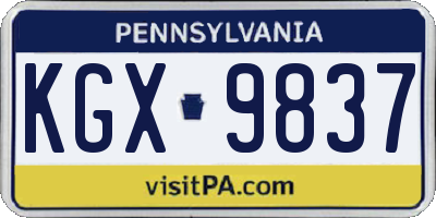 PA license plate KGX9837