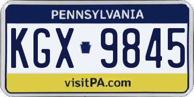 PA license plate KGX9845