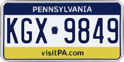 PA license plate KGX9849