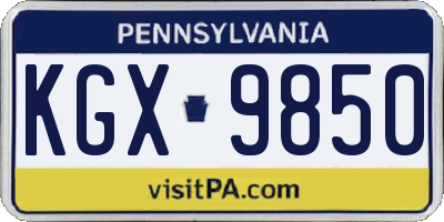 PA license plate KGX9850