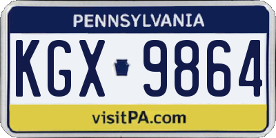 PA license plate KGX9864