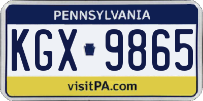PA license plate KGX9865