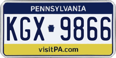PA license plate KGX9866