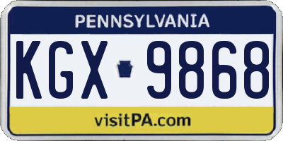 PA license plate KGX9868
