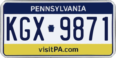 PA license plate KGX9871
