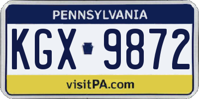 PA license plate KGX9872