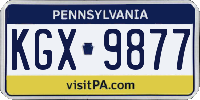 PA license plate KGX9877