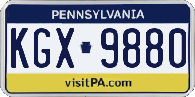 PA license plate KGX9880