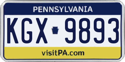 PA license plate KGX9893
