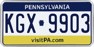 PA license plate KGX9903
