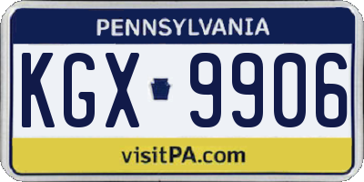 PA license plate KGX9906