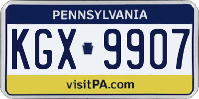 PA license plate KGX9907