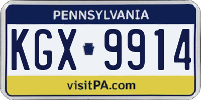 PA license plate KGX9914
