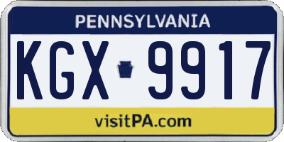 PA license plate KGX9917