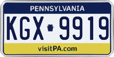 PA license plate KGX9919