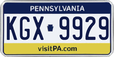 PA license plate KGX9929