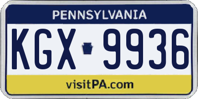 PA license plate KGX9936