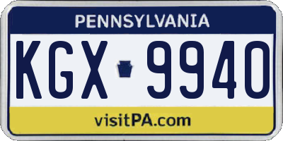PA license plate KGX9940