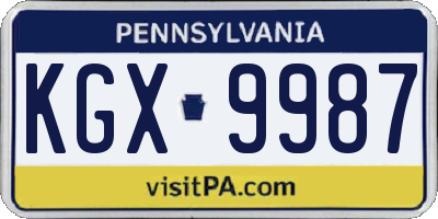 PA license plate KGX9987