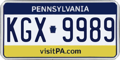 PA license plate KGX9989