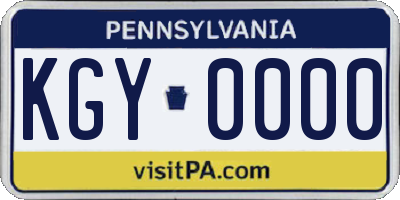 PA license plate KGY0000